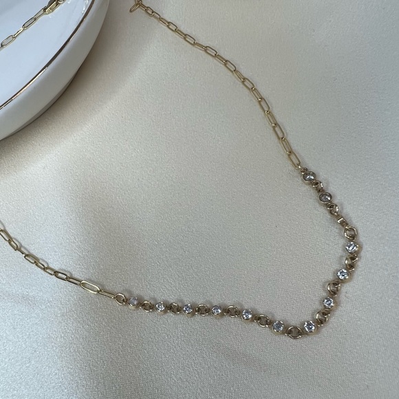 Stunning Basel Set Diamond In Paperclip Necklace Chain In 14K Yellow Gold 18" - Picture 15 of 16